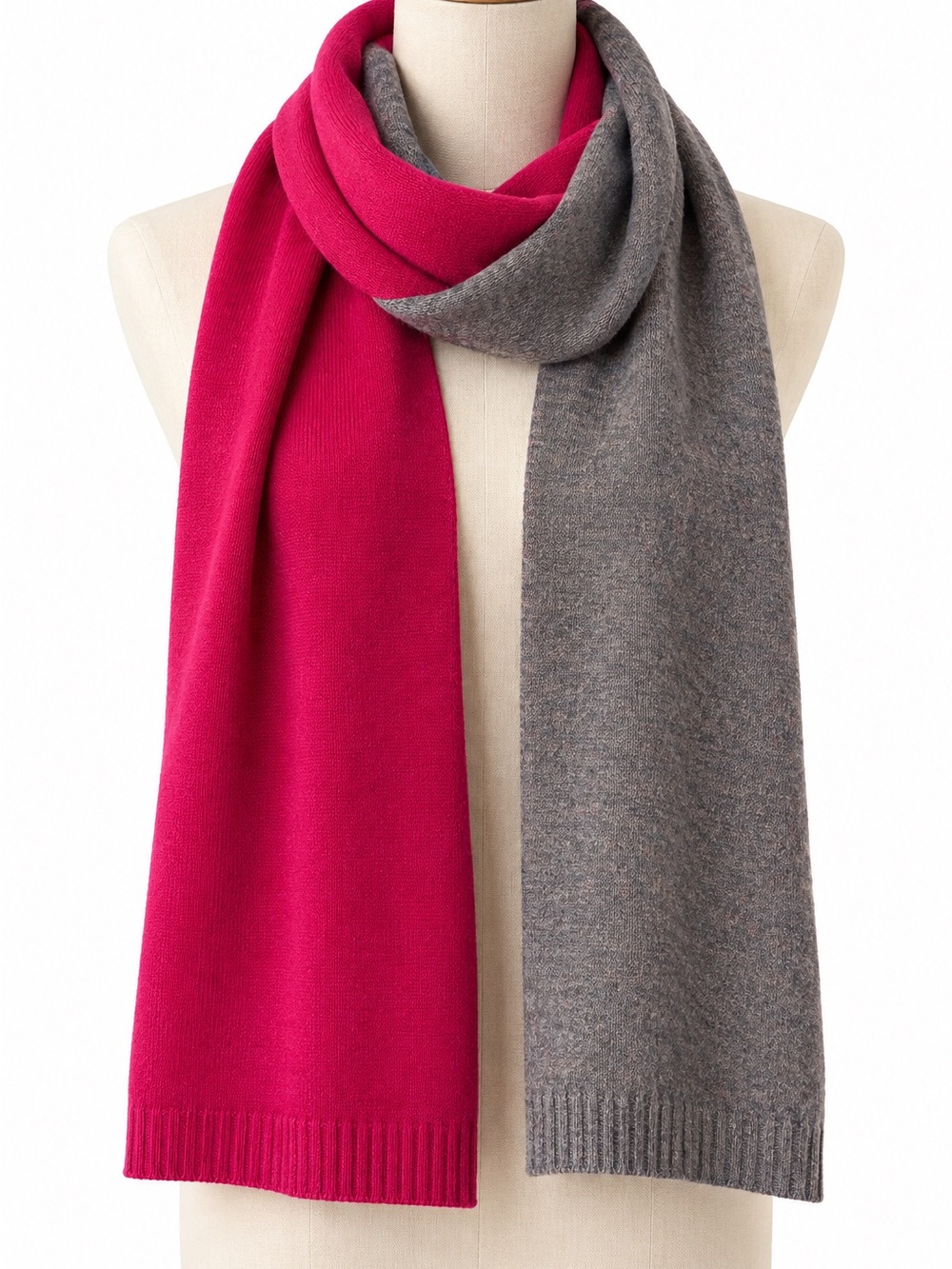 Peter Millar 100% Cashmere Reversible Hot Pink and Heather Gray Scarf NWT